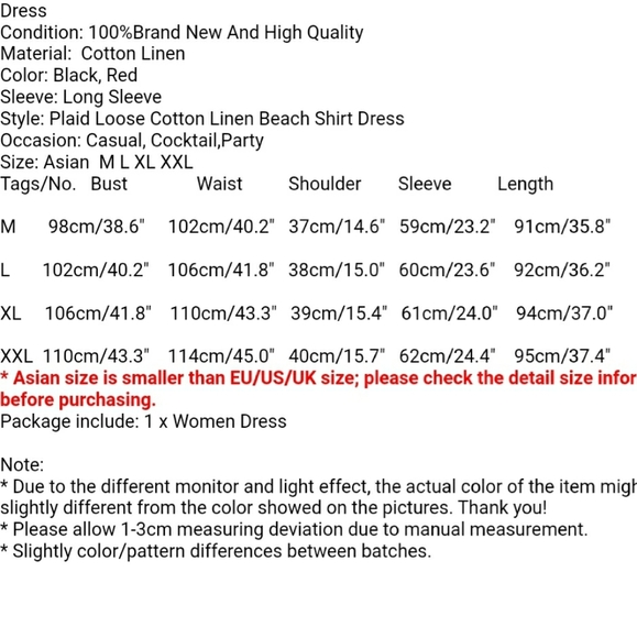 COTTON FLANNEL TUNIC DRESS RED & BLACK - Picture 2 of 3